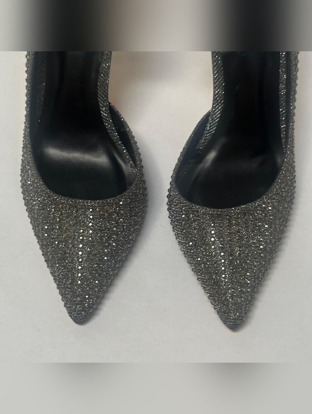 Steve Madden Proper Rhinestone Pointed Toe D'Orsay Pumps Silver Gray Womens 8.5 - Picture 3 of 10